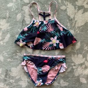 Girls Hawaiian floral print bikini size 5